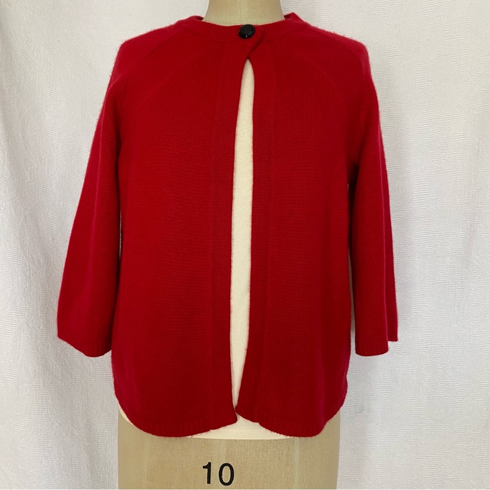Jones New York 2 ply red cashmere cardigan.